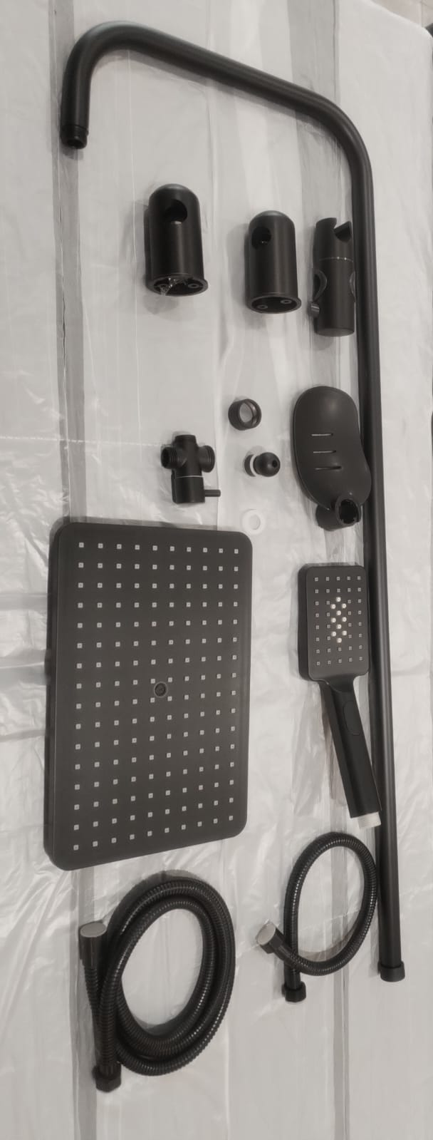 BLACK SHOWER WITH ROD FULL SET SR005