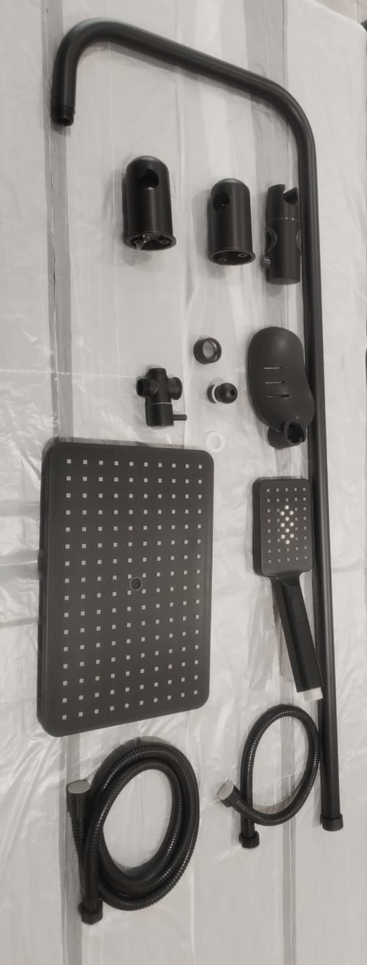 BLACK SHOWER WITH ROD FULL SET SR005