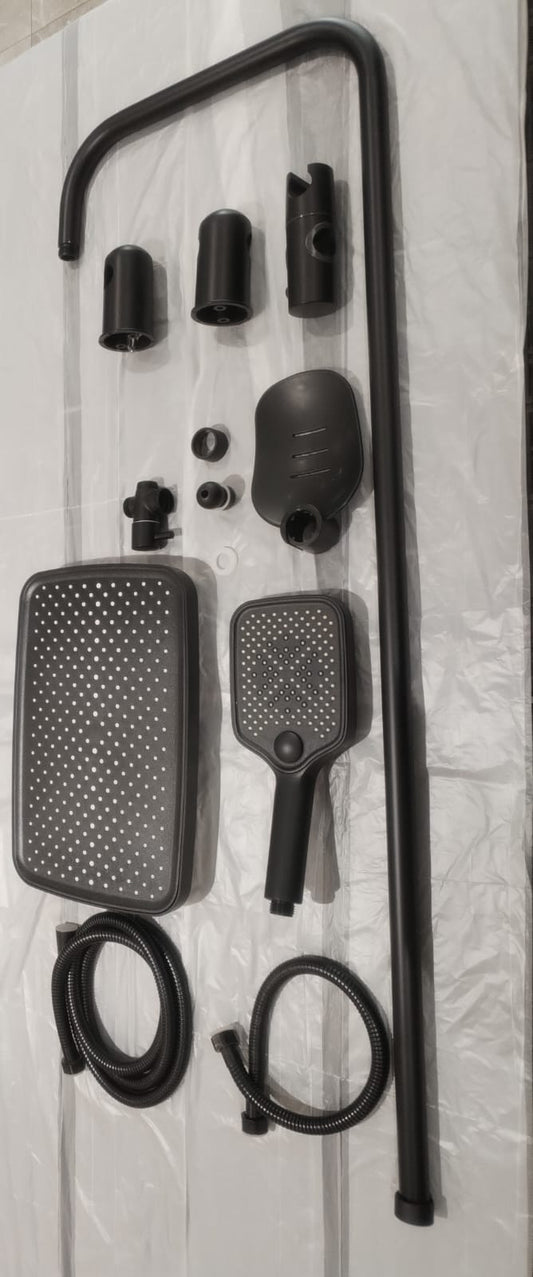 BLACK SHOWER WITH ROD FULL SET SR005